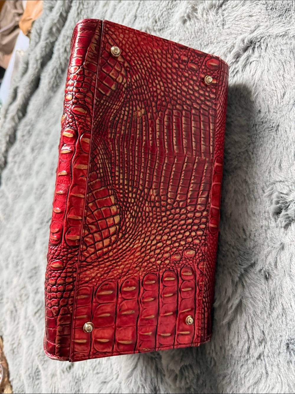Brahmin Red Croc-Embossed Satchel with Gold Accents limited run Melbourne - Picture 2 of 6